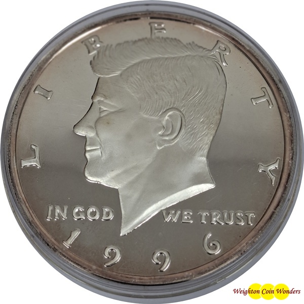 1996 1/2 LB 999 fine Silver ROUND - USA Kennedy Half Dollar